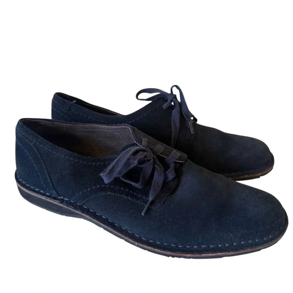 John Varvatos Suede Blue Oxford Derby Shoes Lace Up SZ 9.5 M